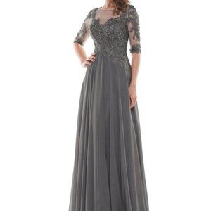 Marsoni by Colors Charcoal Beaded Embroidered A-Line Dress